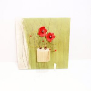 Κάδρο τοίχου ξύλινο χειροποίητο σχέδιο λουλούδια idees-dimiourgies.gr