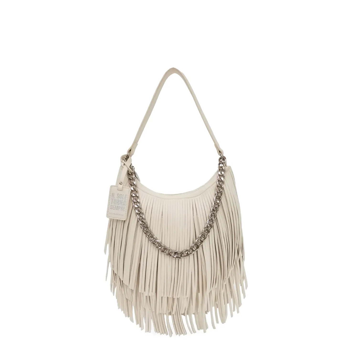 Le Pandorine white Fringe Mini Hobo With Chain idees-dimiourgies.gr