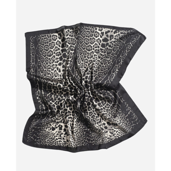 Φουλάρι silk feeling με animal print Μαύρο idees-dimiourgies.gr