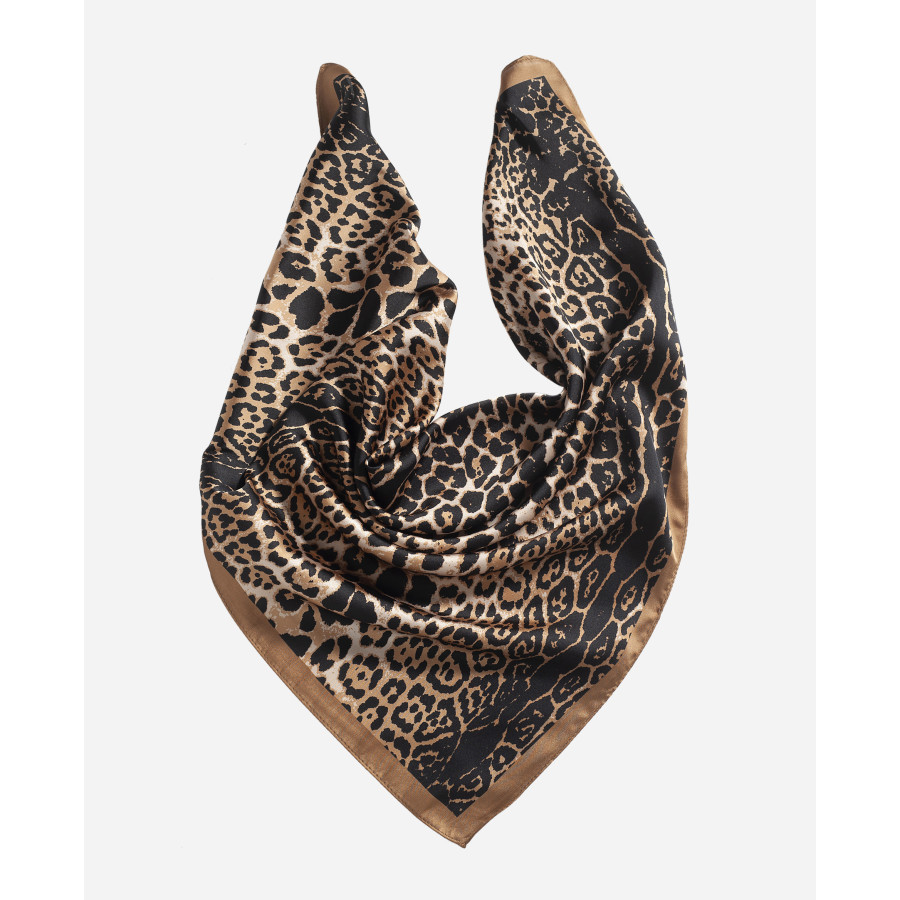 Φουλάρι silk feeling με animal print Καφέ idees-dimiourgies.gr
