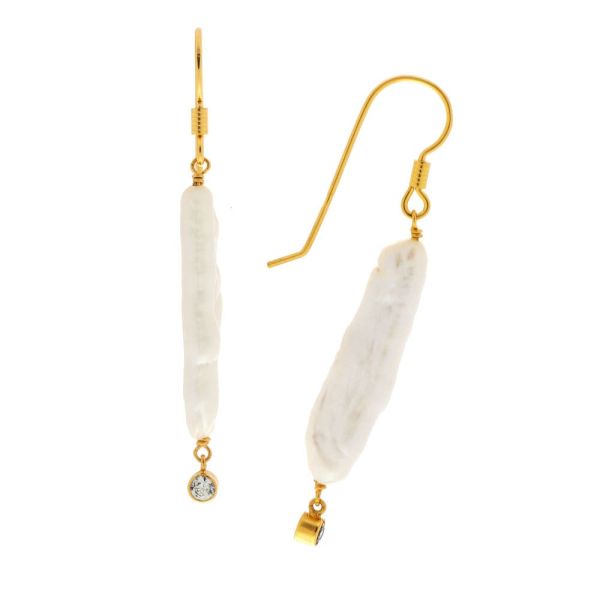 Σκουλαρίκια κρεμαστά από ασήμι 925ο με μαργαριτάρι. idees-dimiourgies.gr