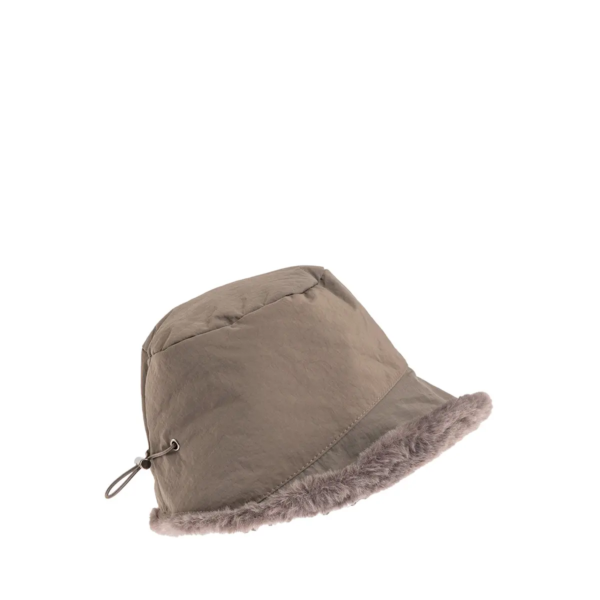 Καπέλο με γούνινη επένδυση Γκρι, Λαδί idees-dimiourgies.gr