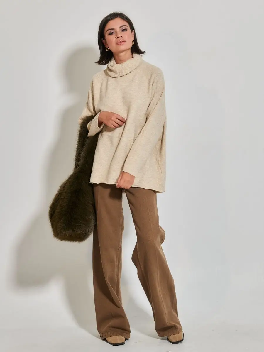 Πουλόβερ μονόχρωμο ζιβάγκο Μπεζ, Σομόν idees-dimiourgies.gr