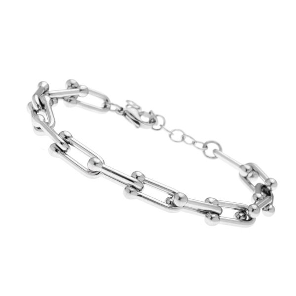 Βραχιόλι από ανοξείδωτο ατσάλι με ιδιαίτερη αλυσίδα και σφαιρικές λεπτομέρειες idees-dimiourgies.gr