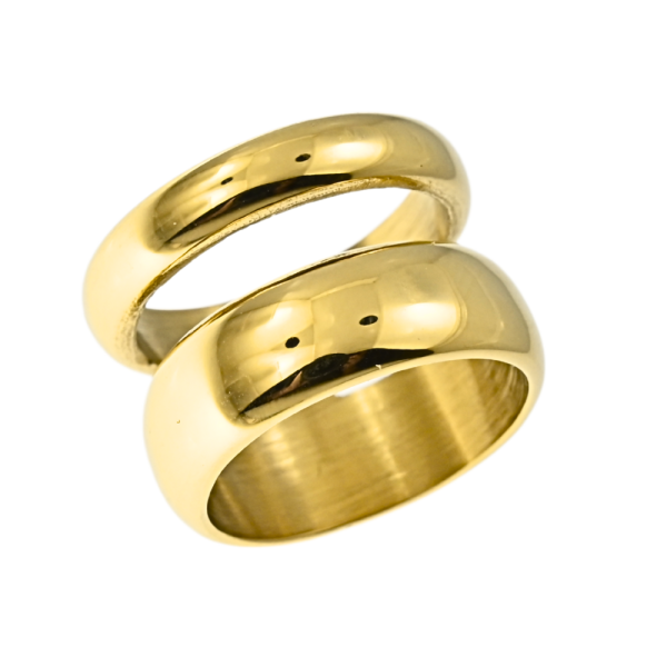 Δαχτυλίδι διπλή βέρα από ανοξείδωτο ατσάλι. idees-dimiourgies.gr