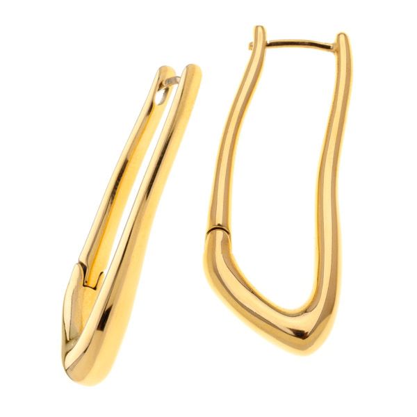 Σκουλαρίκια από ανοξείδωτο ατσάλι, ασύμμετρα με κυματιστό σχέδιο. idees-dimiourgies.gr