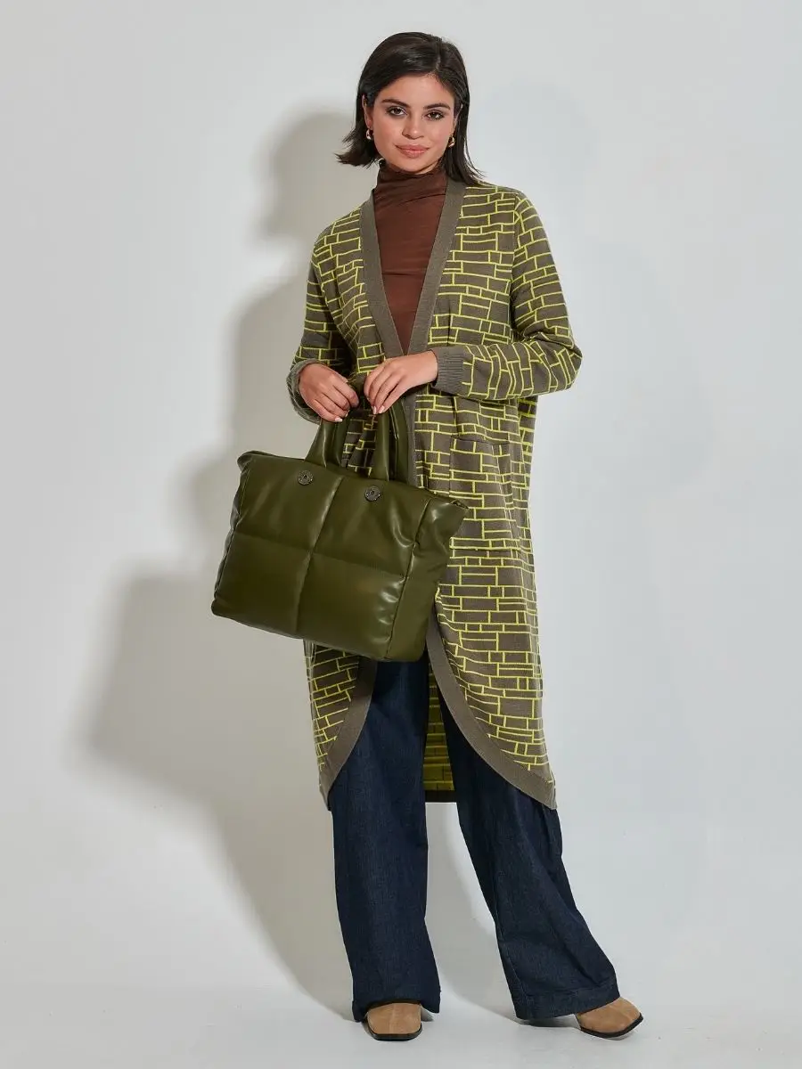 Ζακέτα μακριά δίχρωμη Γκρι Έλεφαντ idees-dimiourgies.gr