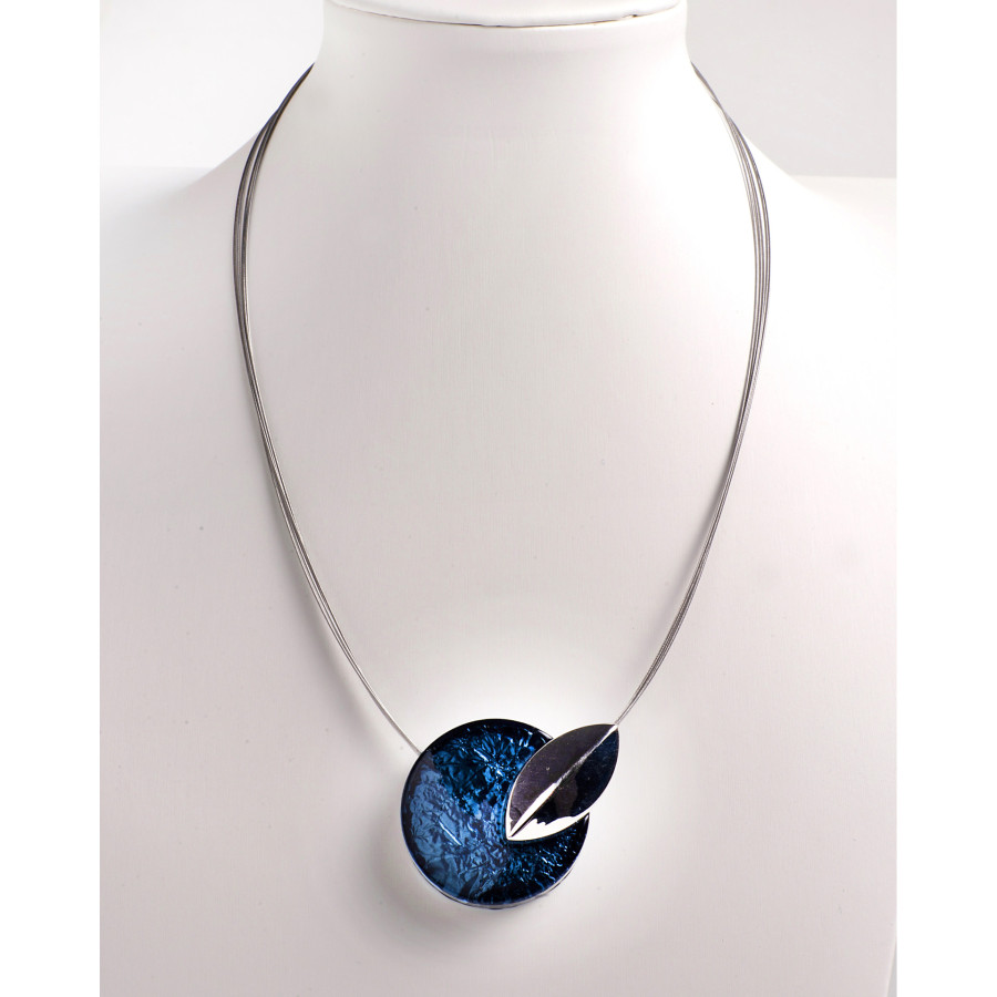 Κολιέ Blue navy– Μοντέρνο Στρογγυλό Pendant idees-dimiourgies.gr