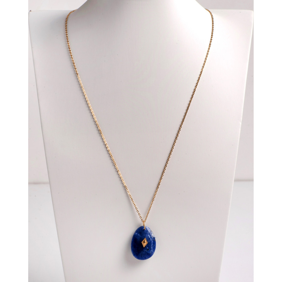 Κολιέ ατσάλινο με ημιπολύτιμες πέτρες idees-dimiourgies.gr