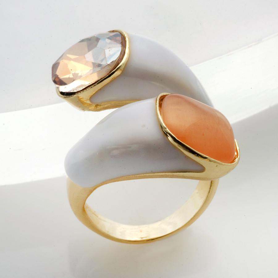 Δαχτυλίδι με σμάλτο Λευκό idees-dimiourgies.gr