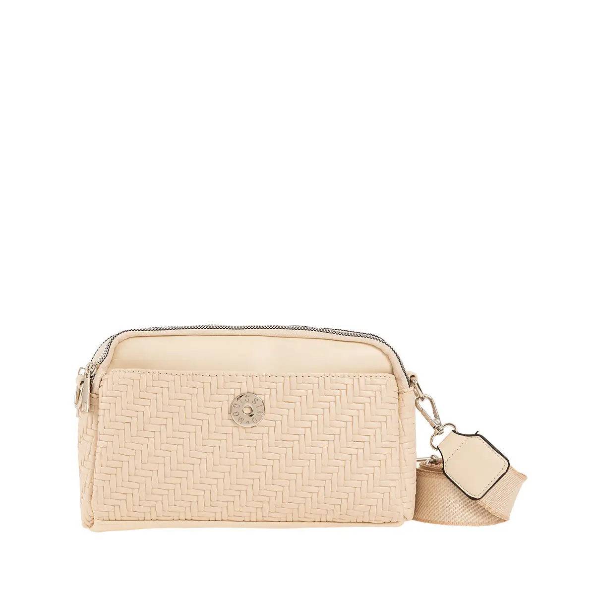 Τσαντάκι χιαστί με ιμάντα Μπεζ idees-dimiourgies.gr