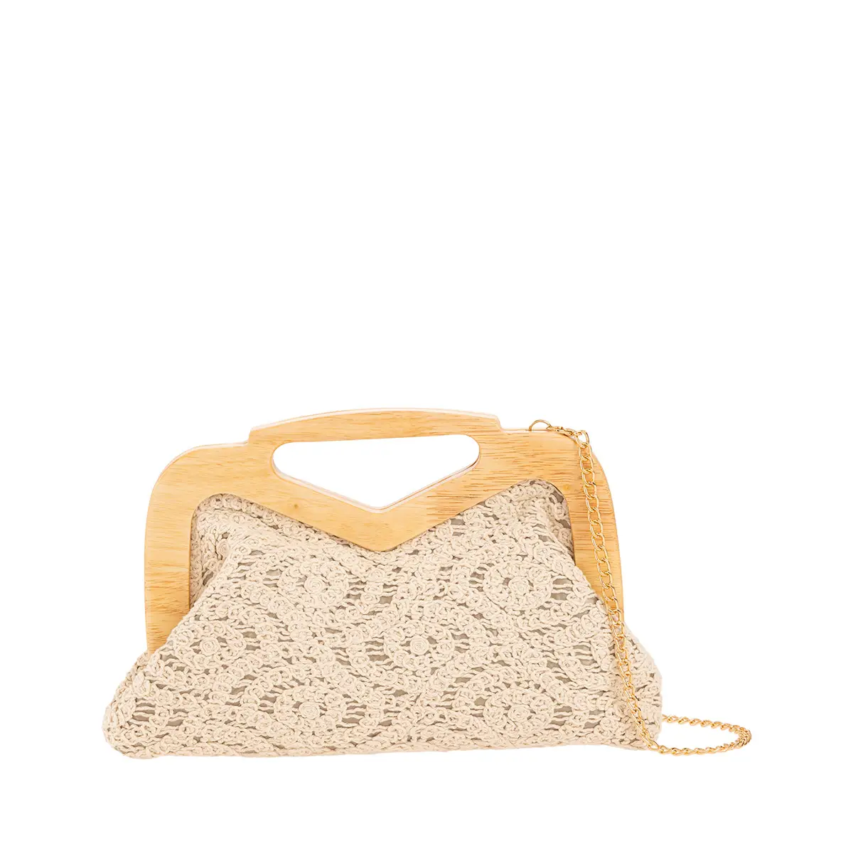 Τσαντάκι πλεκτό με ξύλινη χειρολαβή idees-dimiourgies.gr