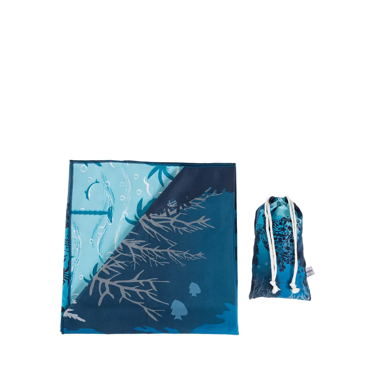 Πετσέτα Microfiber εμπριμέ με τσαντάκι Ωκεανός idees-dimiourgies.gr