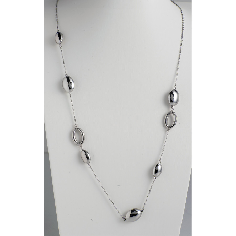 Κολιέ ατσάλινο Oval Harmony Ασημί idees-dimiourgies.gr